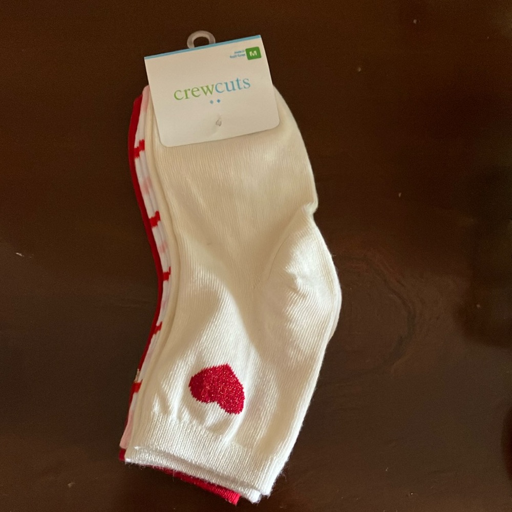 J. Crew Crewcuts White Socks with Red Heart Design